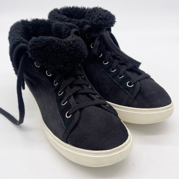 Cole Haan Raven Shearling Lined Black Suede Lace Up High Top Sneaker or Boot - Picture 2 of 10